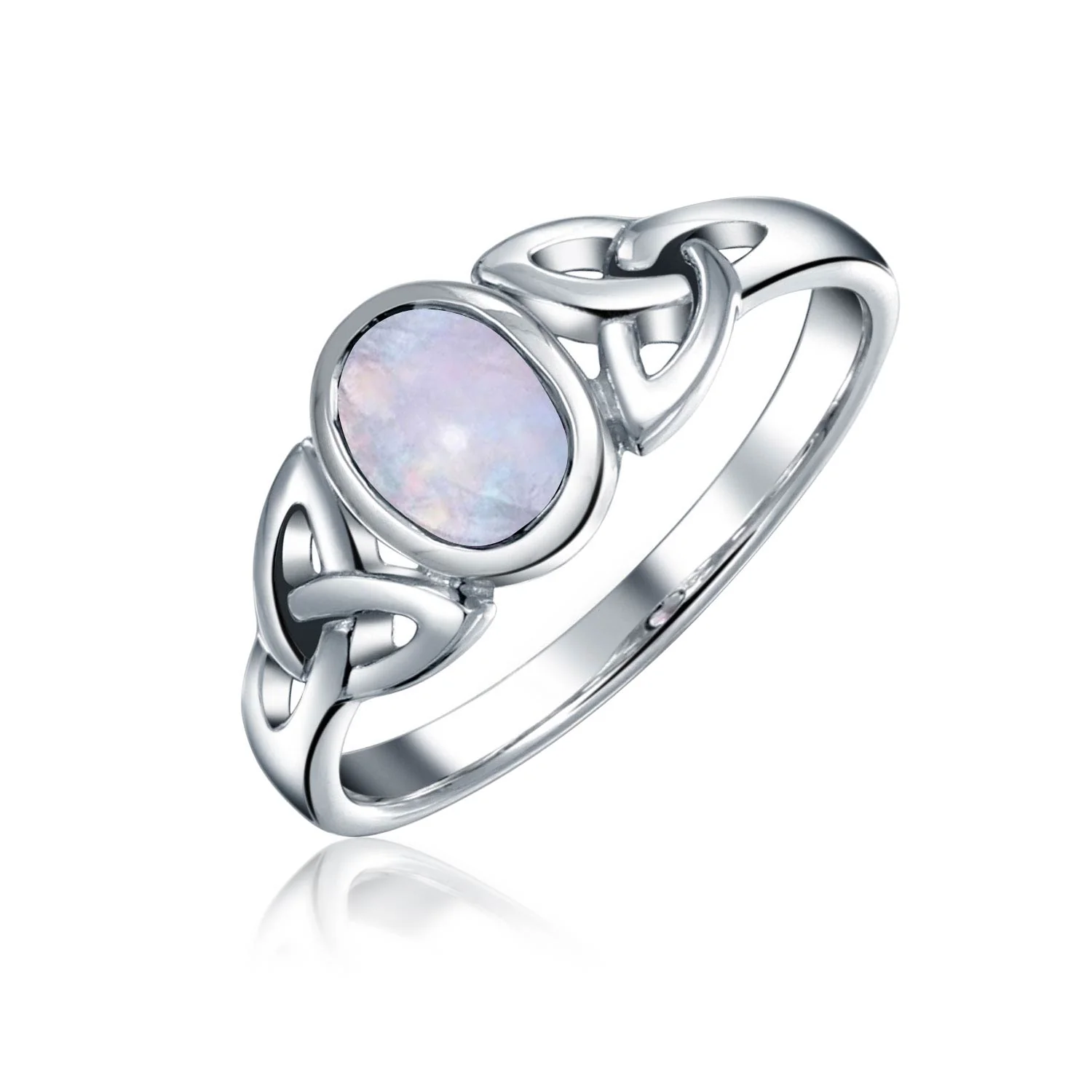 Oval Gemstone Celtic Trinity Knot Ring for BFF Sorority Sister Sterling Silver - Image 10