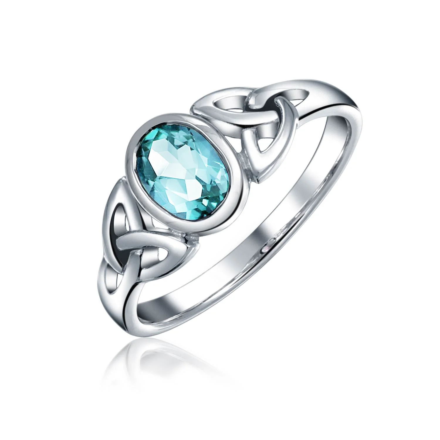 Oval Gemstone Celtic Trinity Knot Ring for BFF Sorority Sister Sterling Silver - Image 17