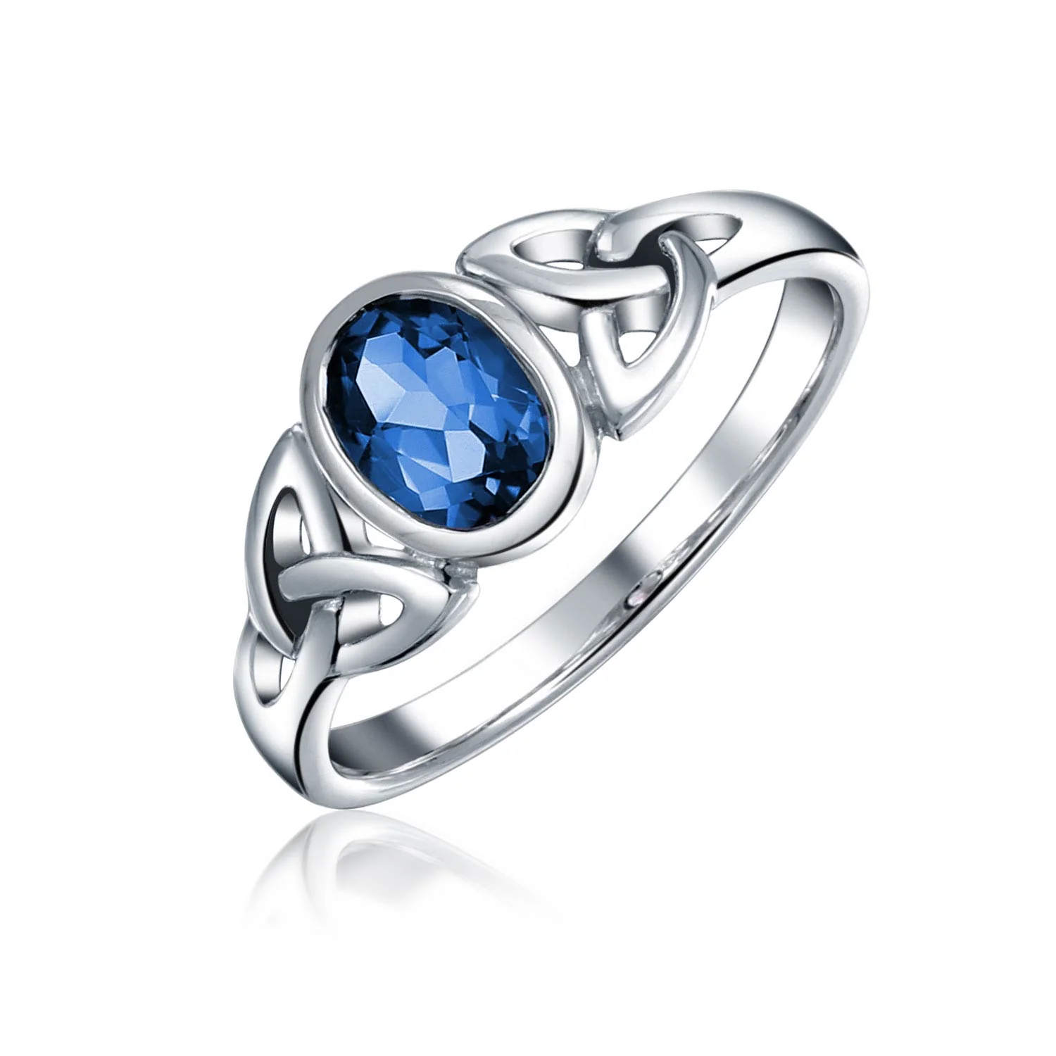 Oval Gemstone Celtic Trinity Knot Ring for BFF Sorority Sister Sterling Silver - Image 19