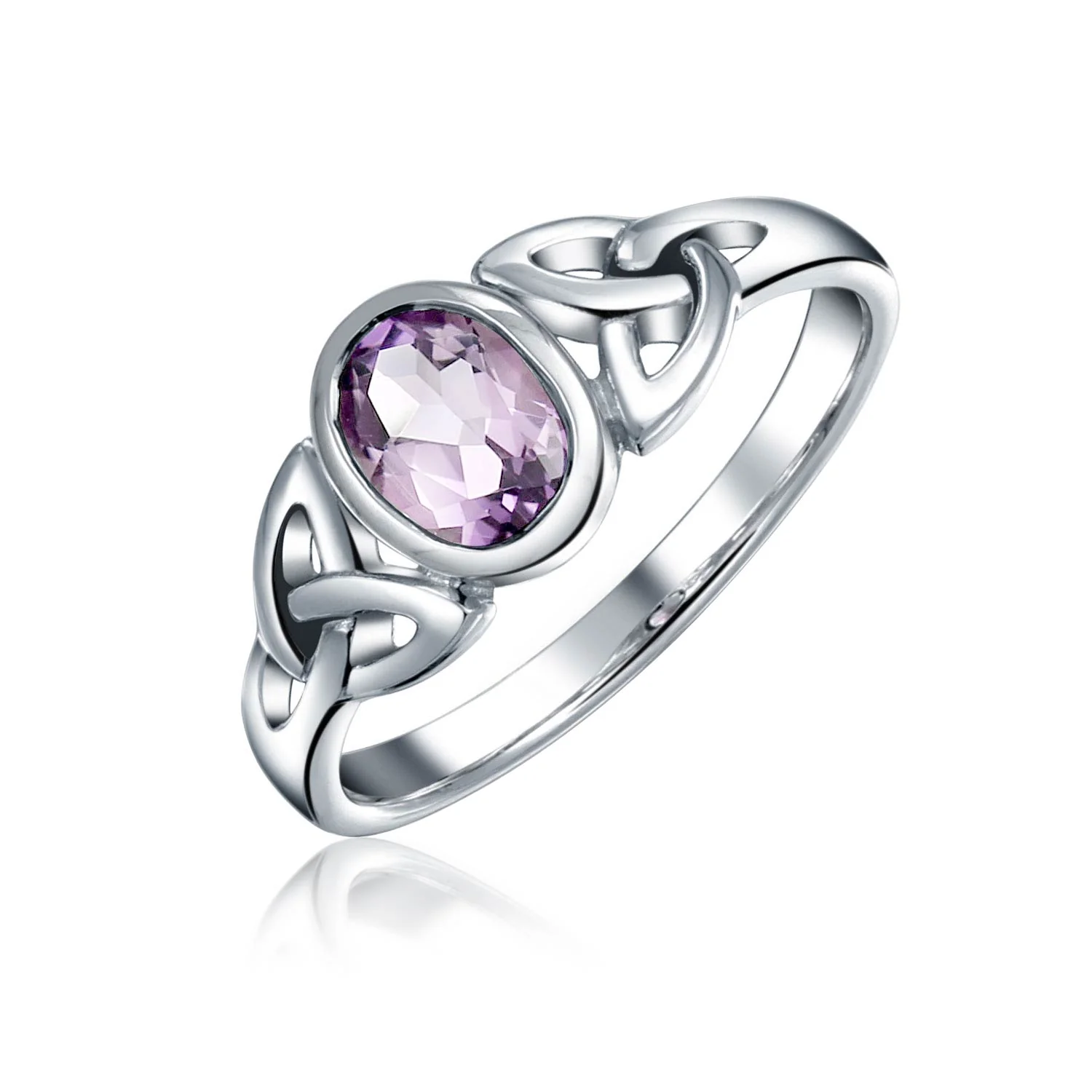 Oval Gemstone Celtic Trinity Knot Ring for BFF Sorority Sister Sterling Silver - Image 2