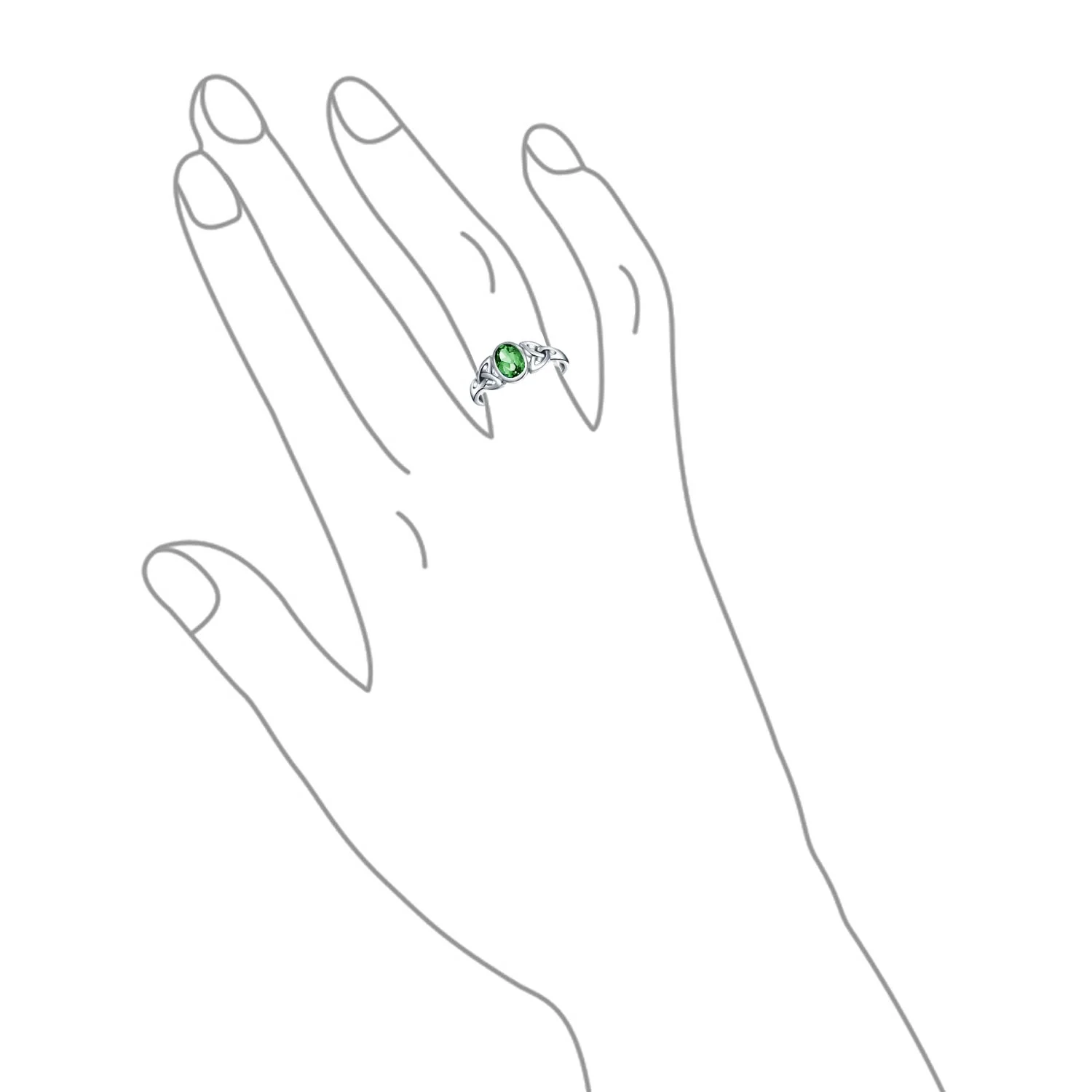 Oval Gemstone Celtic Trinity Knot Ring for BFF Sorority Sister Sterling Silver - Image 27