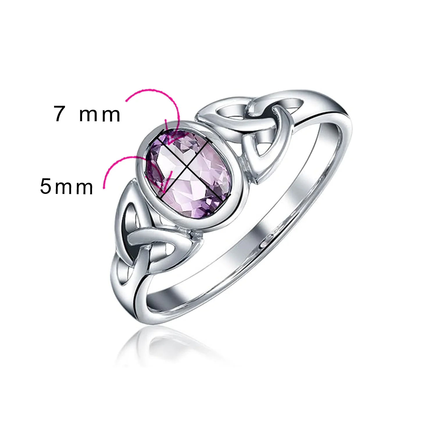Oval Gemstone Celtic Trinity Knot Ring for BFF Sorority Sister Sterling Silver - Image 45