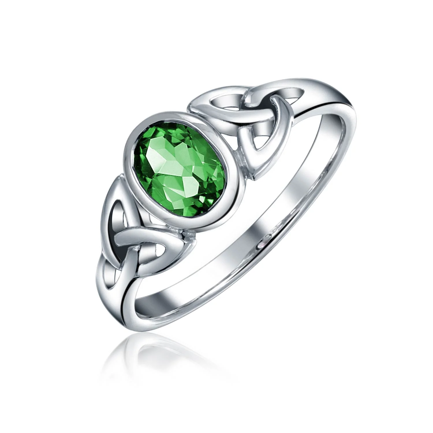 Oval Gemstone Celtic Trinity Knot Ring for BFF Sorority Sister Sterling Silver - Image 7