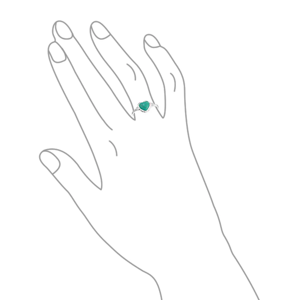 Romantic Natural Blue Turquoise Bezel Set Promise Heart Ring .925 Sterling Silver - Image 4