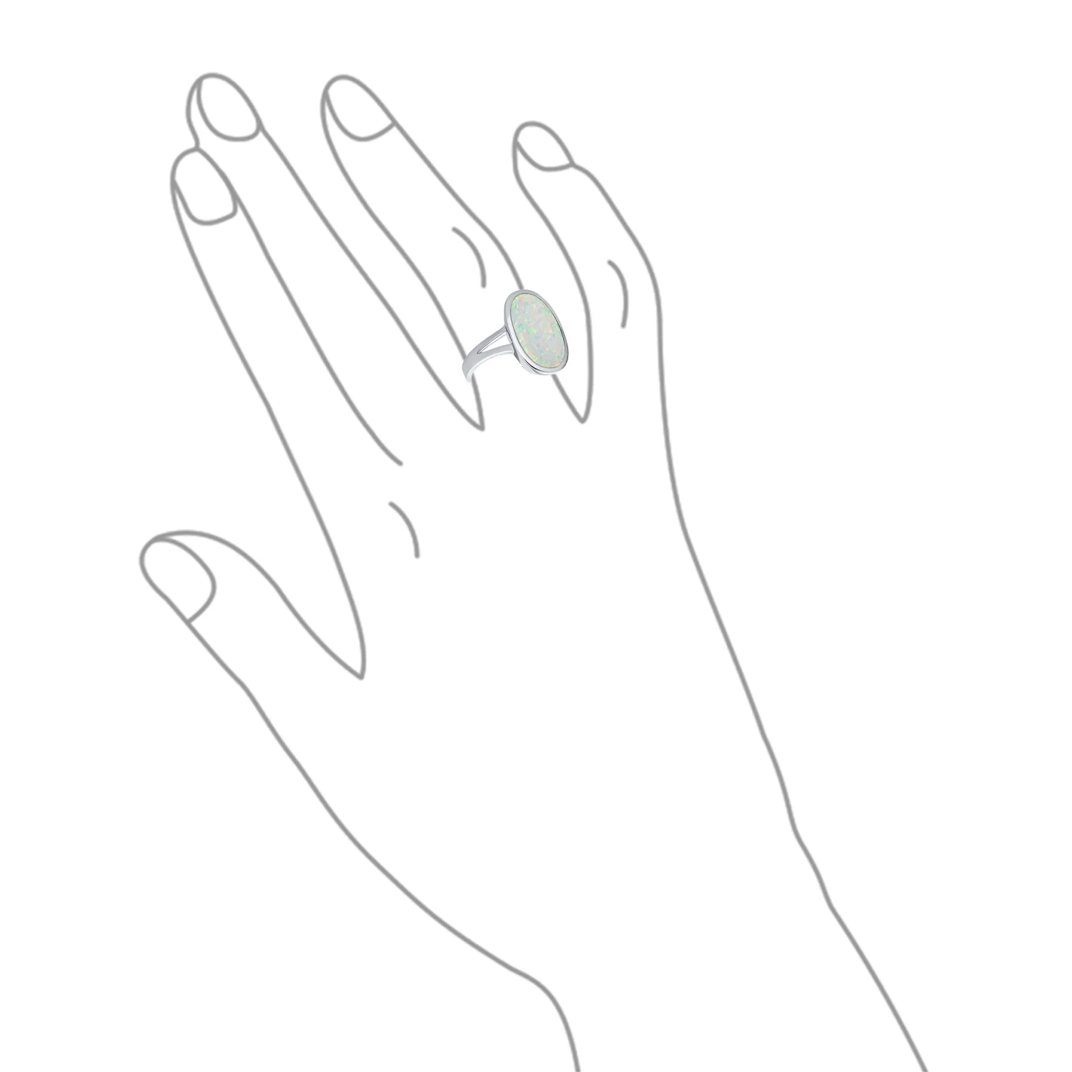 Boho Gemstone Silver Ring Iridescent White Opal Split Shank - Image 3