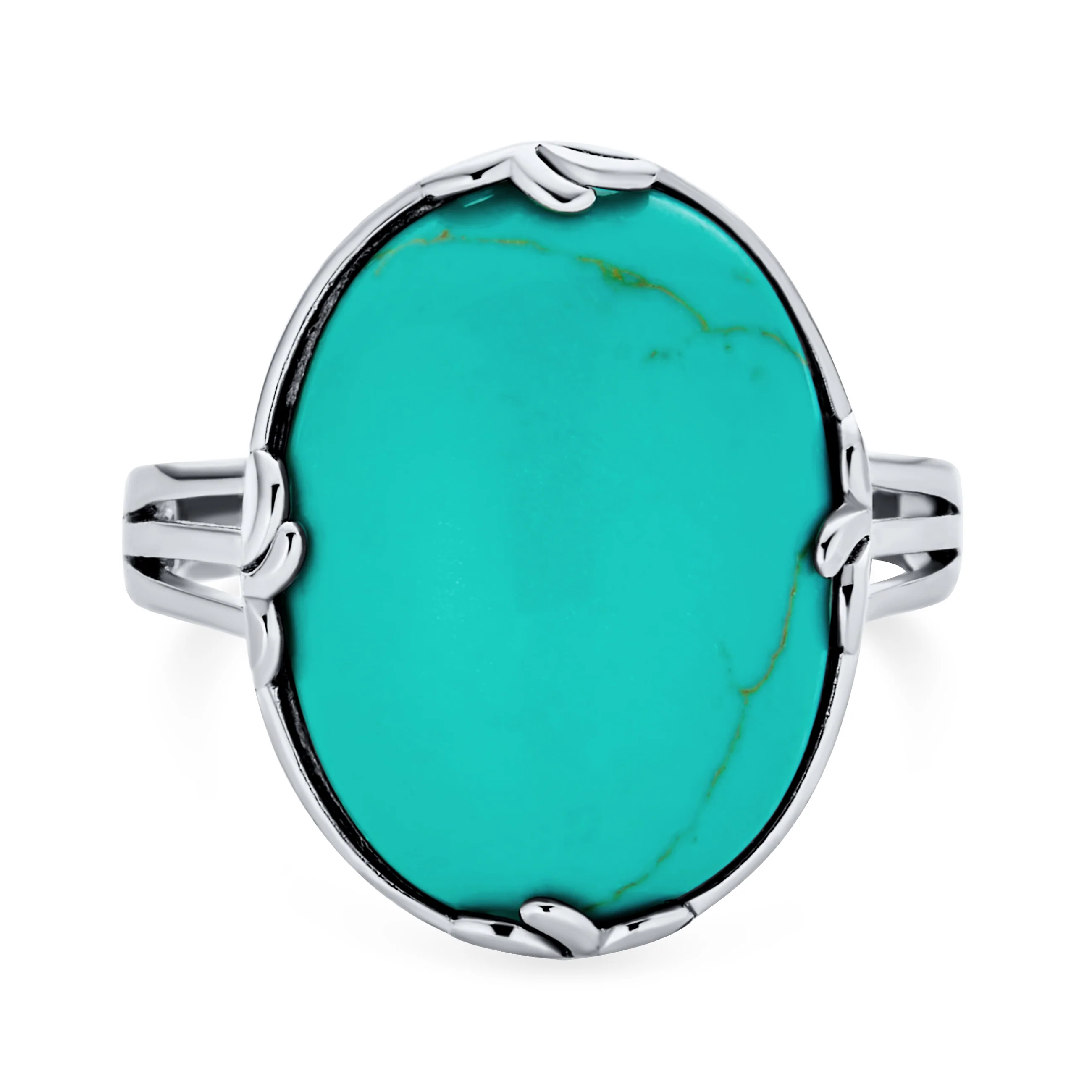 Fleur-de-Lis Filigree Setting Large Oval Green Jade Statement Ring .925 Sterling Silver - Image 2