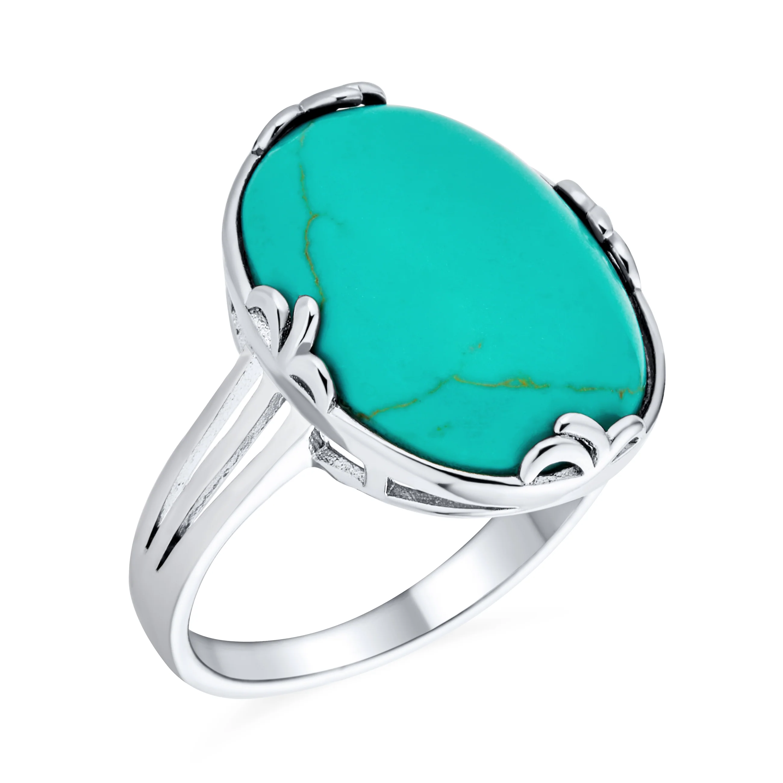 Fleur-de-Lis Filigree Setting Large Oval Green Jade Statement Ring .925 Sterling Silver - Image 4