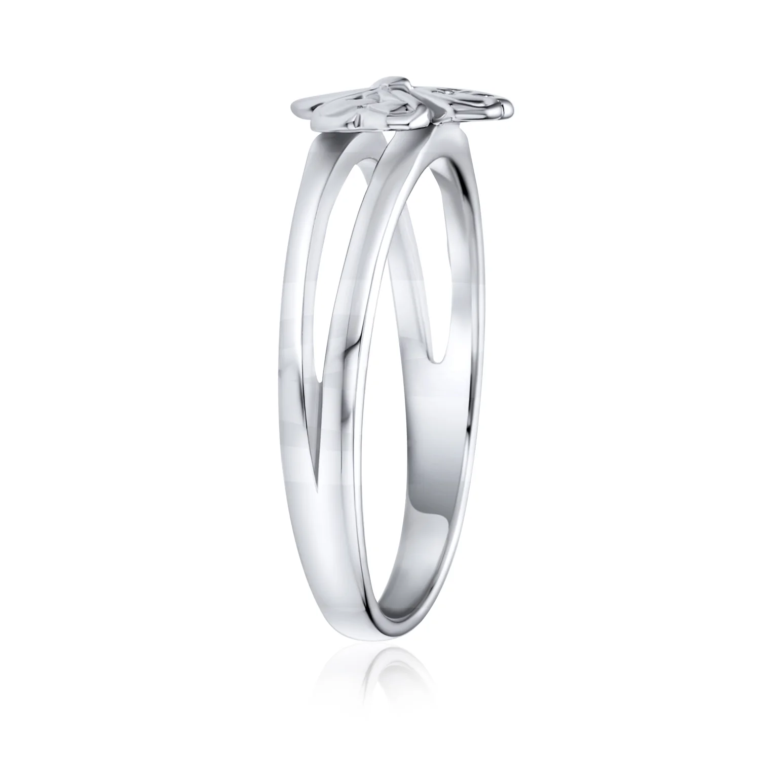 Celtic Trinity Peite Design Shamrock Clover Ring Oxidized .925 Sterling Silver - Image 2