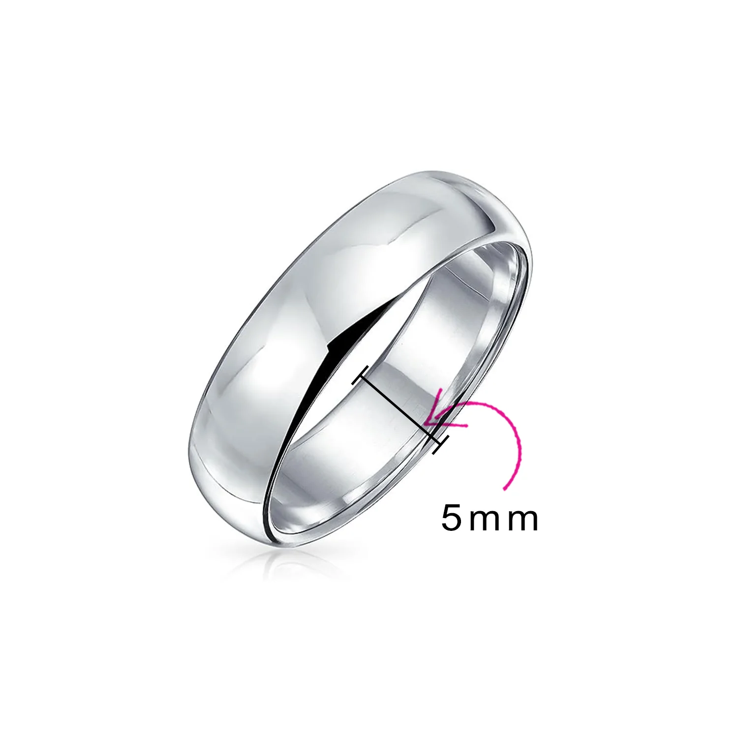 Plain 5MM Classic Dome Wedding Band Ring .925 Sterling Silver Comfort Fit - Image 9