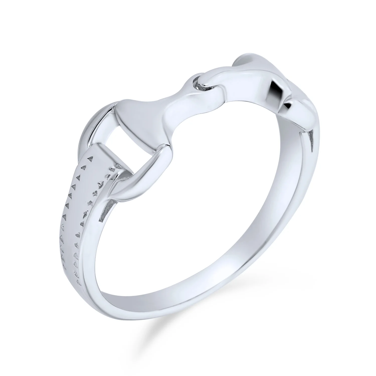 Western Equestrian Horse Lover Snaffle Bit Band Ring .925 Sterling Silver - Image 3
