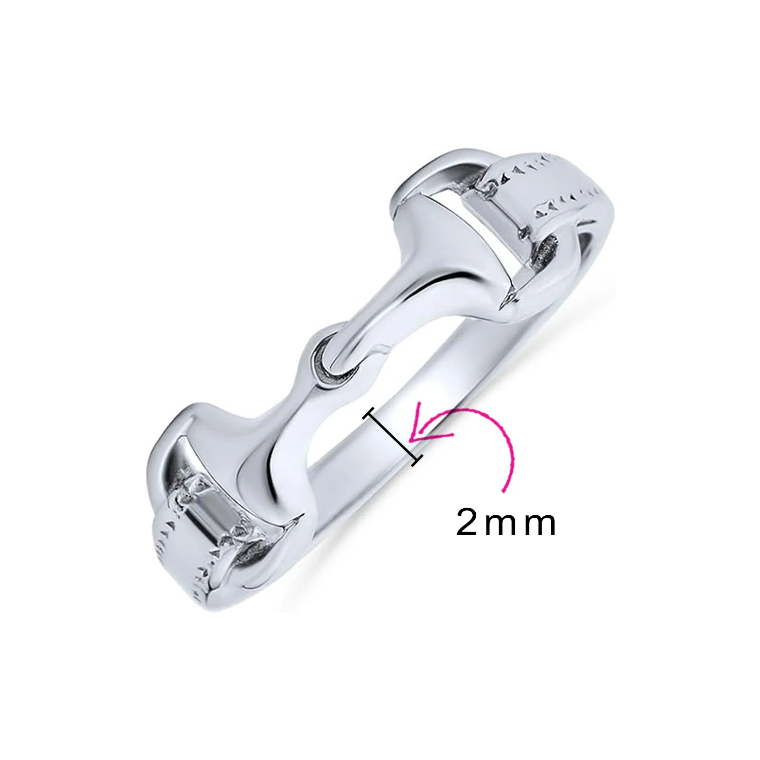 Western Equestrian Horse Lover Snaffle Bit Band Ring .925 Sterling Silver - Image 5