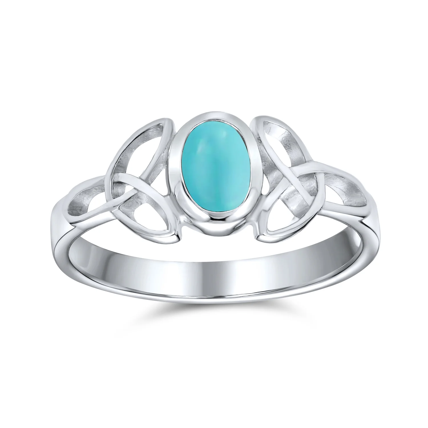 Celtic Iridescent Labradorite Stone Trinity Knot Friendship Triquetra Ring .925 Sterling Silver