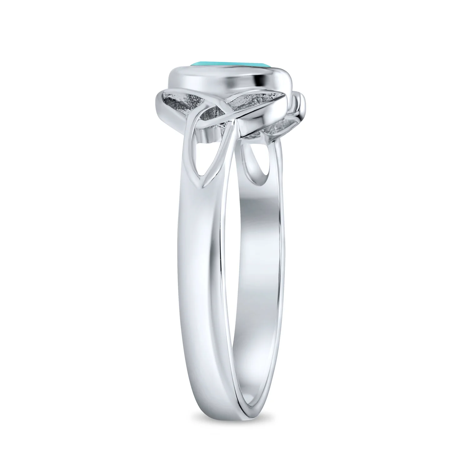 Celtic Iridescent Labradorite Stone Trinity Knot Friendship Triquetra Ring .925 Sterling Silver - Image 4
