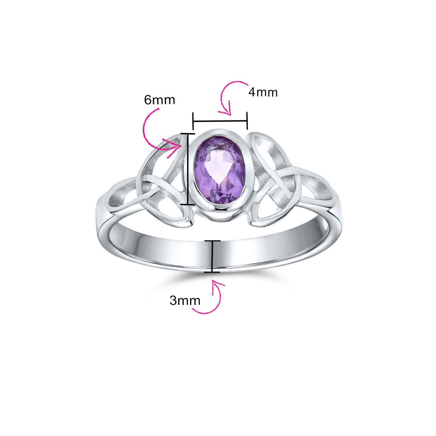Celtic Iridescent Labradorite Stone Trinity Knot Friendship Triquetra Ring .925 Sterling Silver - Image 8