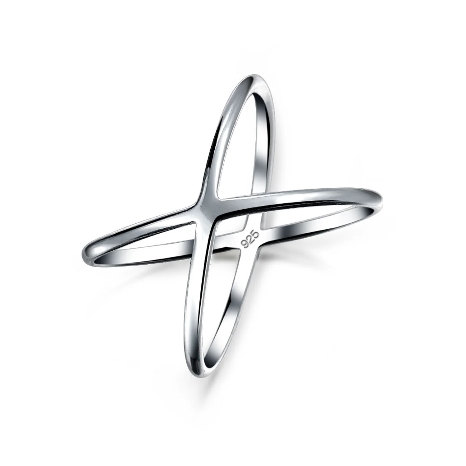 Delicate Thin Open Geometric Atomic X Criss Cross Ring .925 Silver Sterling - Image 5