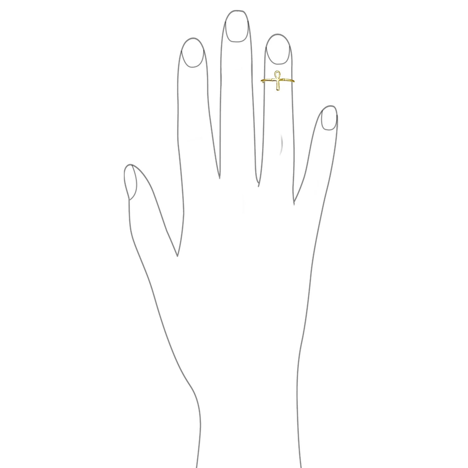 Minimalist Silver Ring with Egyptian Ankh Cross 14K Gold Plated Sterling Band - Image 3