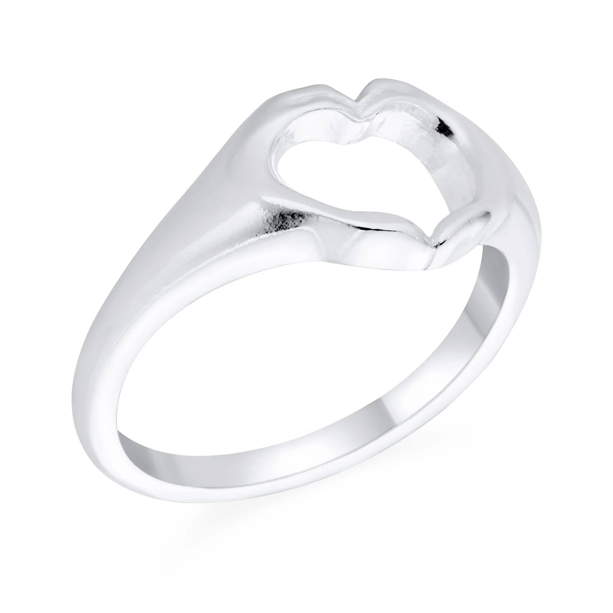 Open Heart I Love You Sign Language Promise Ring .925 Silver - Image 2
