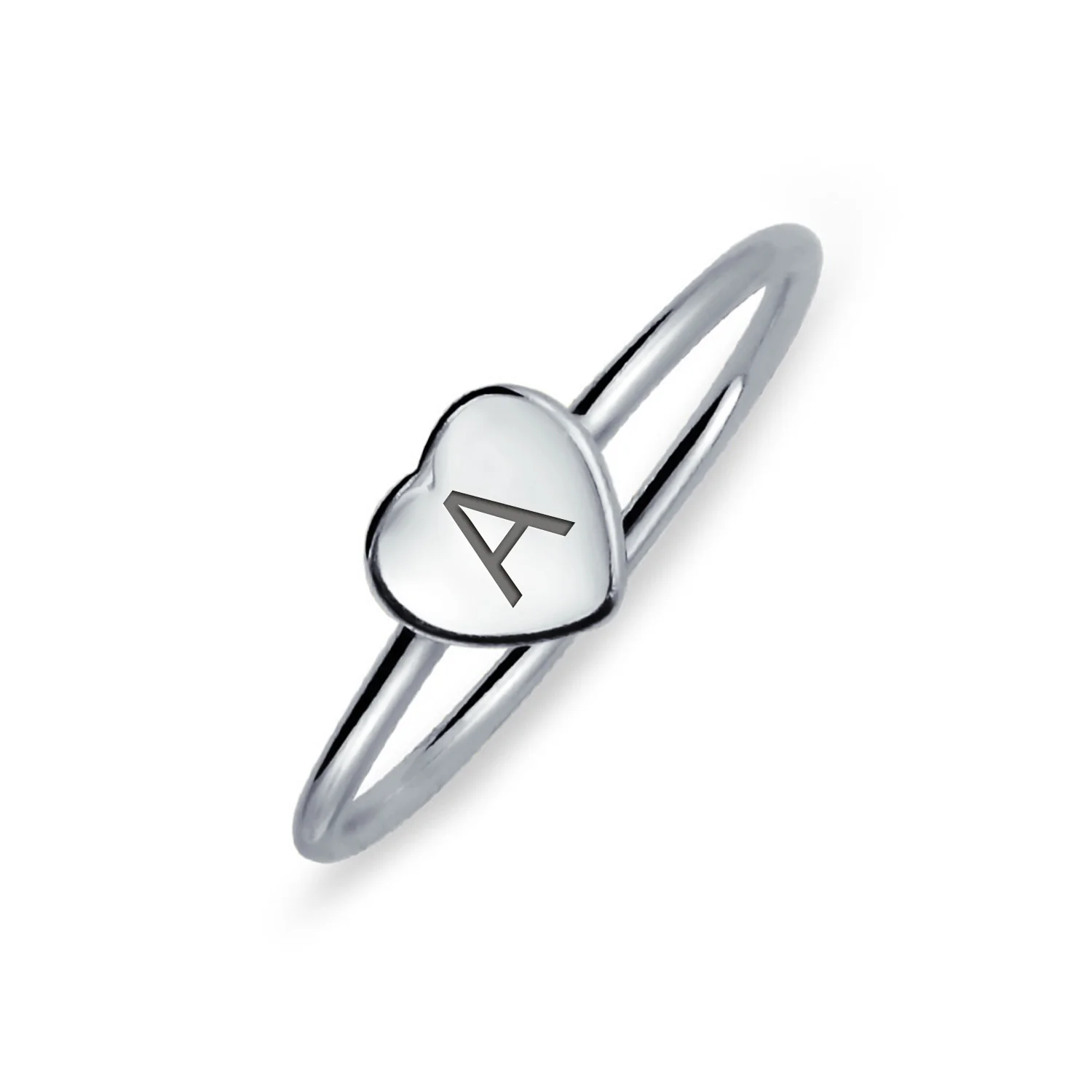 Tiny Blank Heart Shape for Initial Monogram Signet Ring .925 Sterling Silver