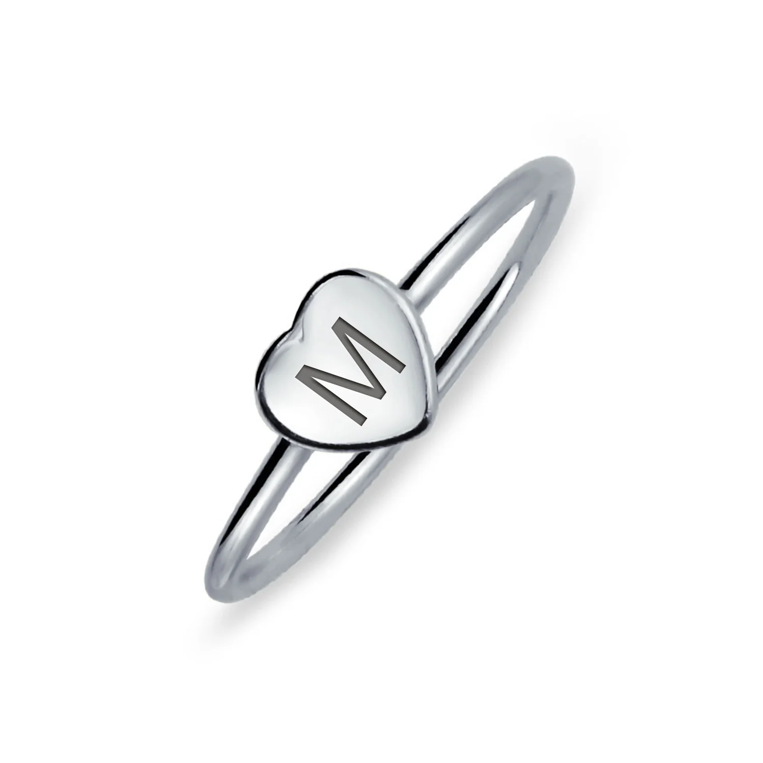 Tiny Blank Heart Shape for Initial Monogram Signet Ring .925 Sterling Silver - Image 10