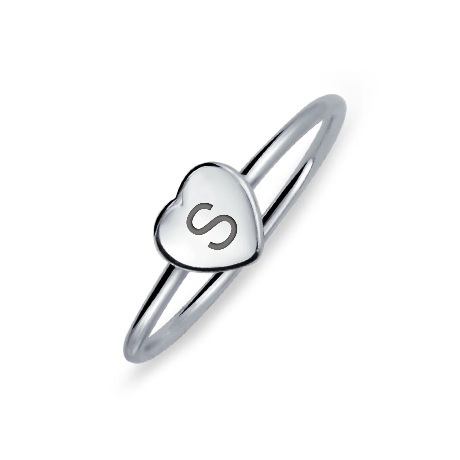 Tiny Blank Heart Shape for Initial Monogram Signet Ring .925 Sterling Silver - Image 14