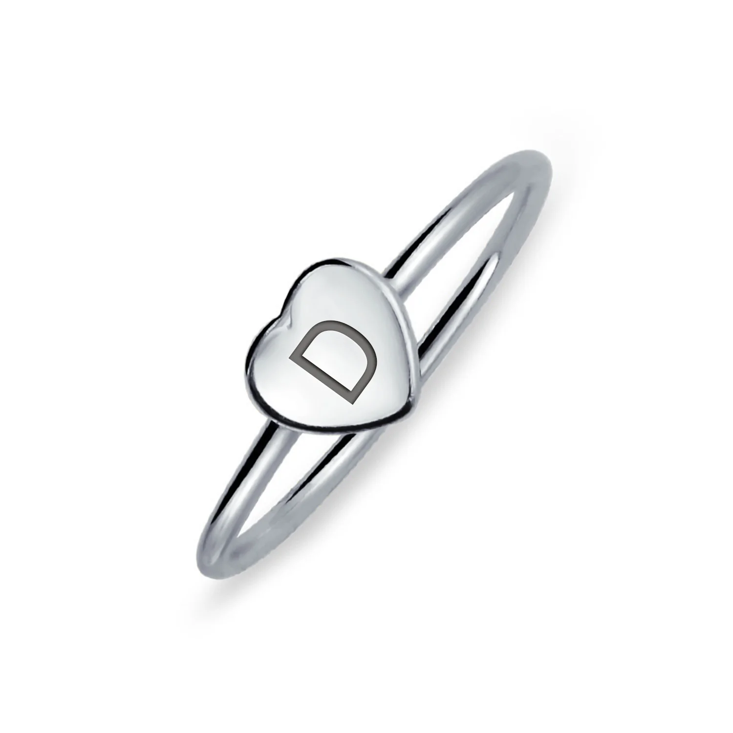 Tiny Blank Heart Shape for Initial Monogram Signet Ring .925 Sterling Silver - Image 4