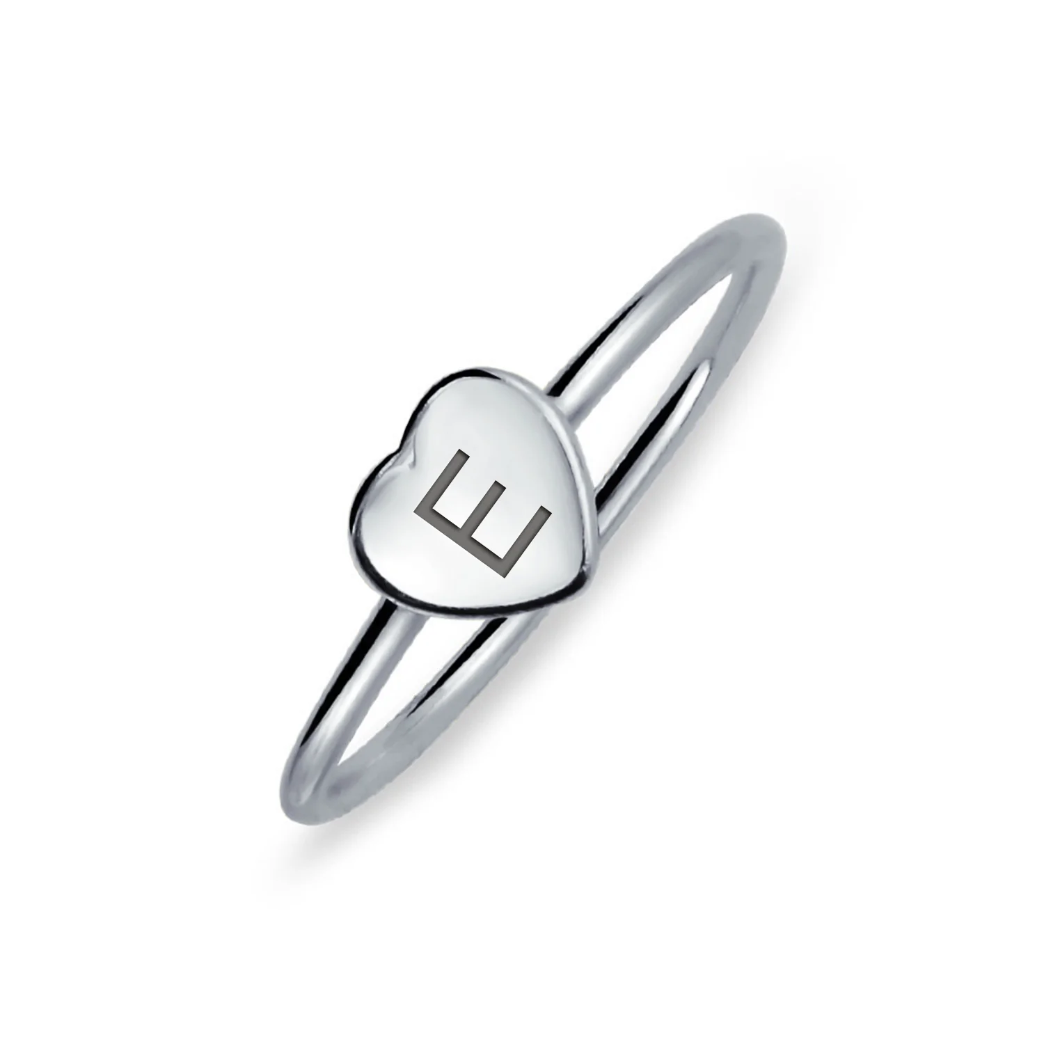 Tiny Blank Heart Shape for Initial Monogram Signet Ring .925 Sterling Silver - Image 5