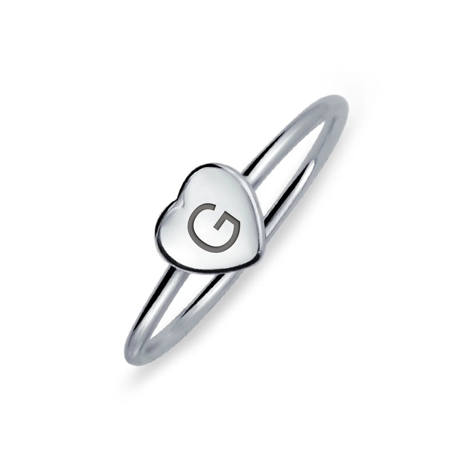Tiny Blank Heart Shape for Initial Monogram Signet Ring .925 Sterling Silver - Image 6