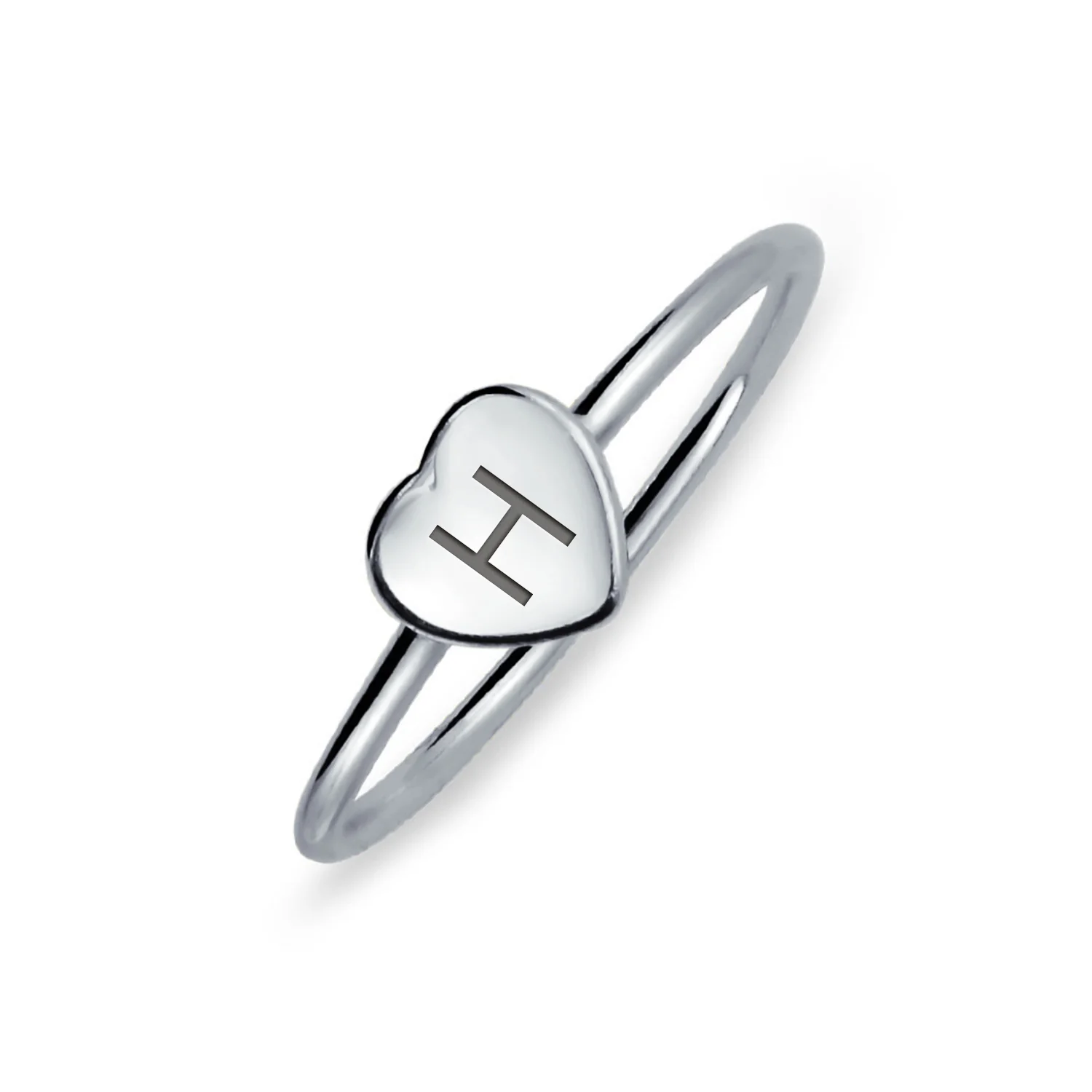 Tiny Blank Heart Shape for Initial Monogram Signet Ring .925 Sterling Silver - Image 7