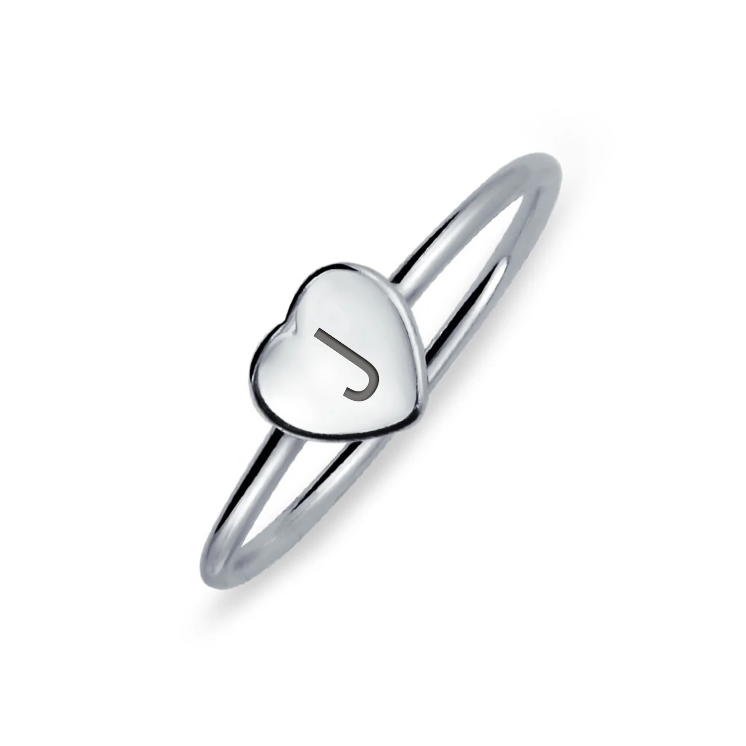 Tiny Blank Heart Shape for Initial Monogram Signet Ring .925 Sterling Silver - Image 8