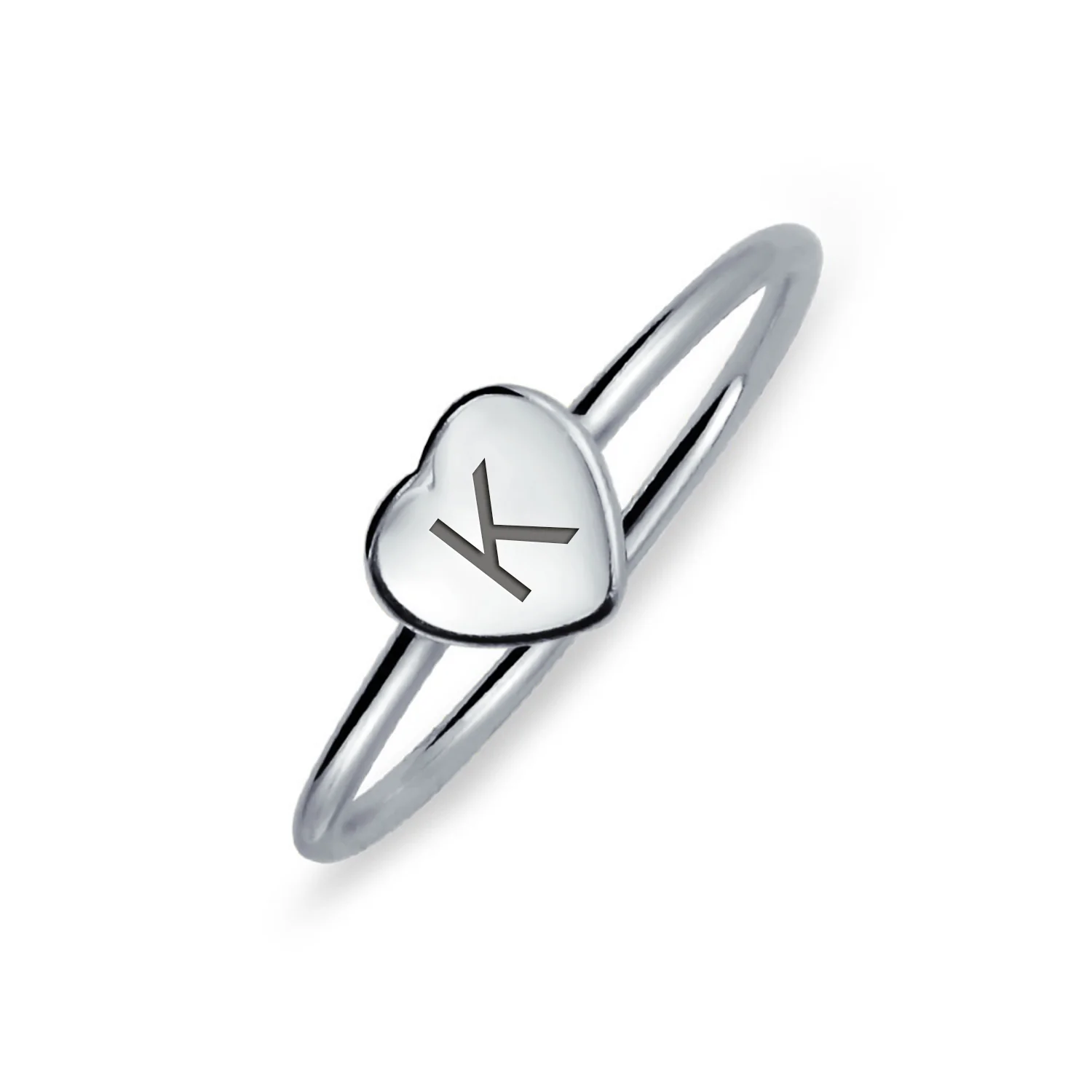Tiny Blank Heart Shape for Initial Monogram Signet Ring .925 Sterling Silver - Image 9