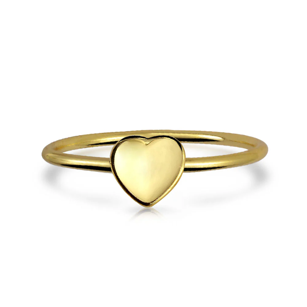 Tiny Minimalist Silver Ring Heart Shape Initial Monogram Gold Plated Sterling - Image 19