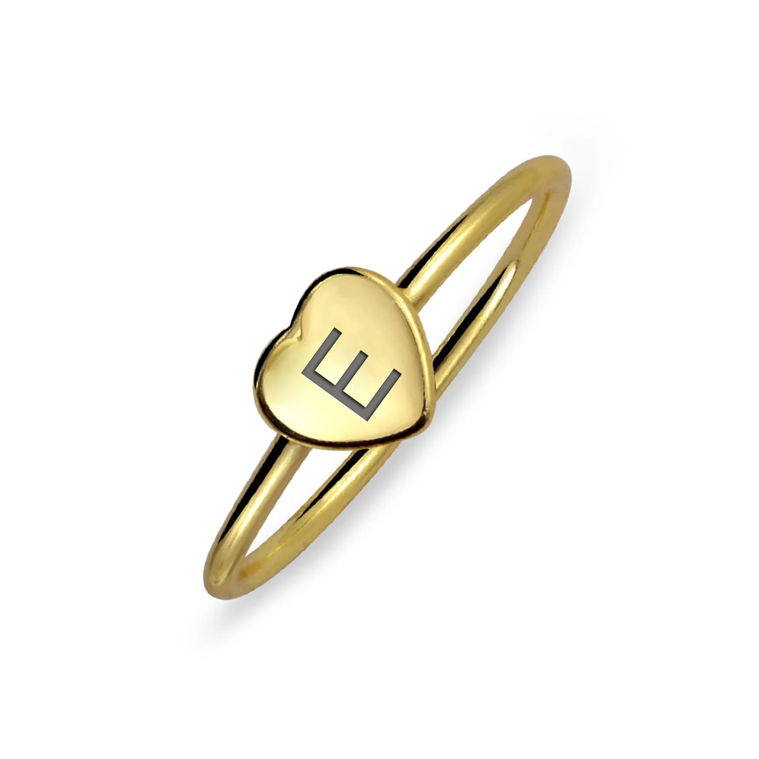 Tiny Minimalist Silver Ring Heart Shape Initial Monogram Gold Plated Sterling - Image 6