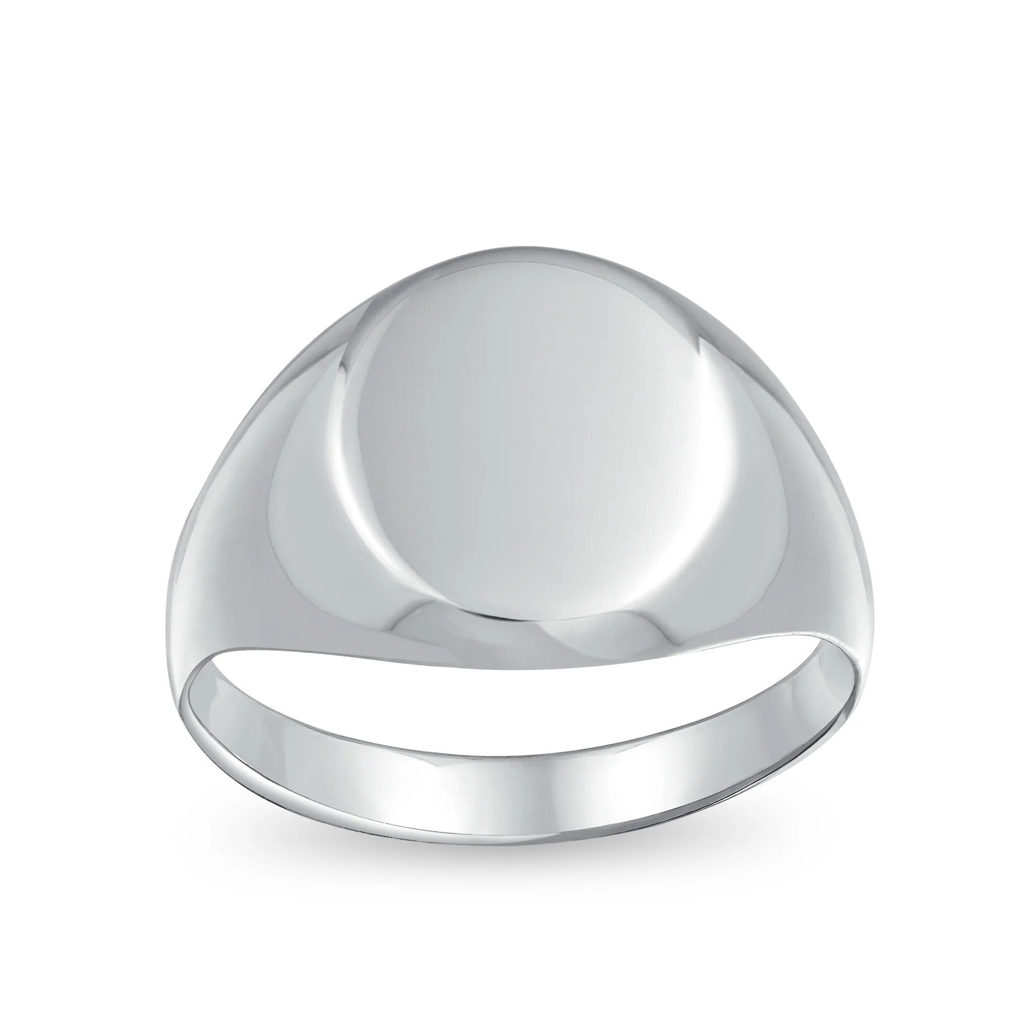 Basic Initial Monogram Sterling Silver Ring Men Oval Signet