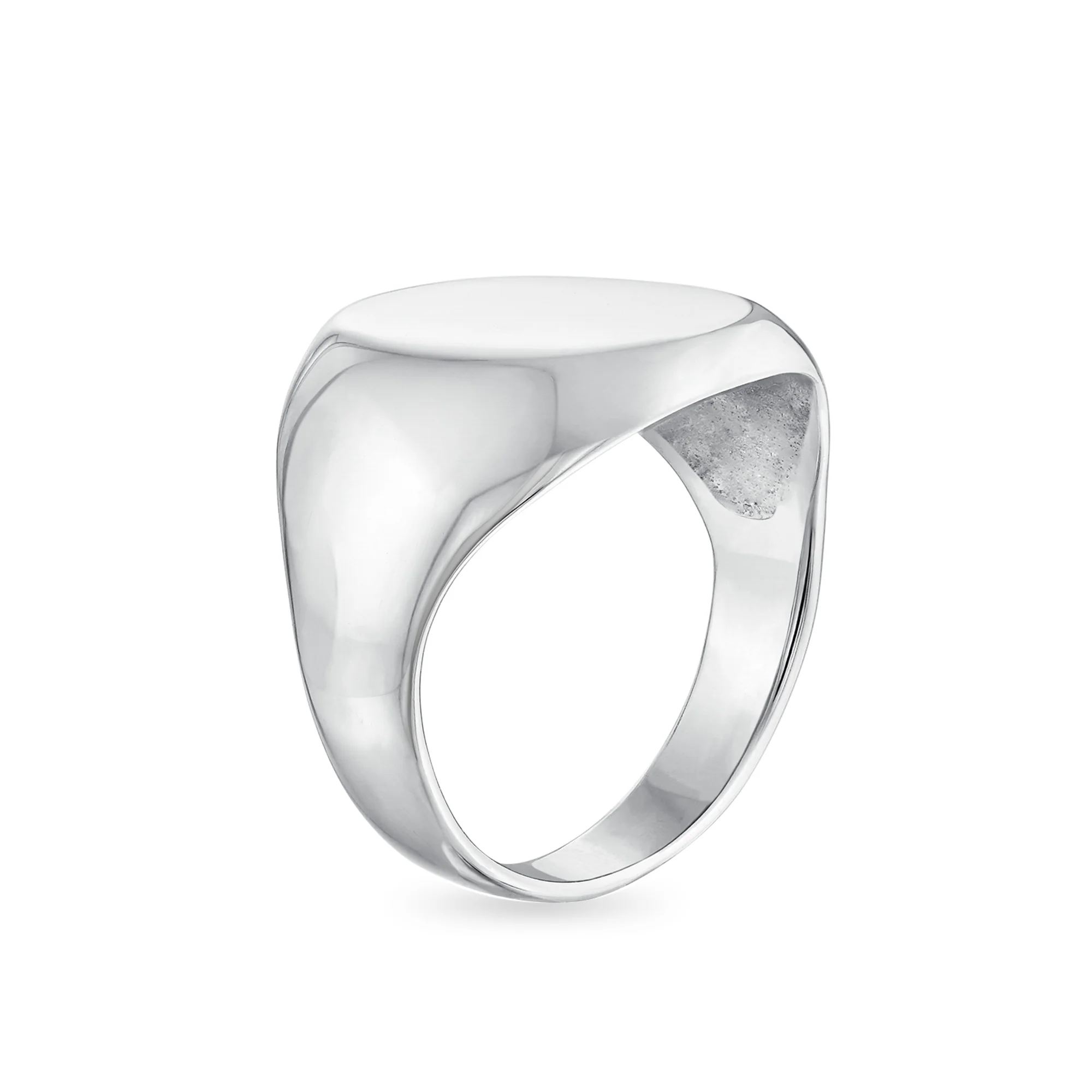 Basic Initial Monogram Sterling Silver Ring Men Oval Signet - Image 2