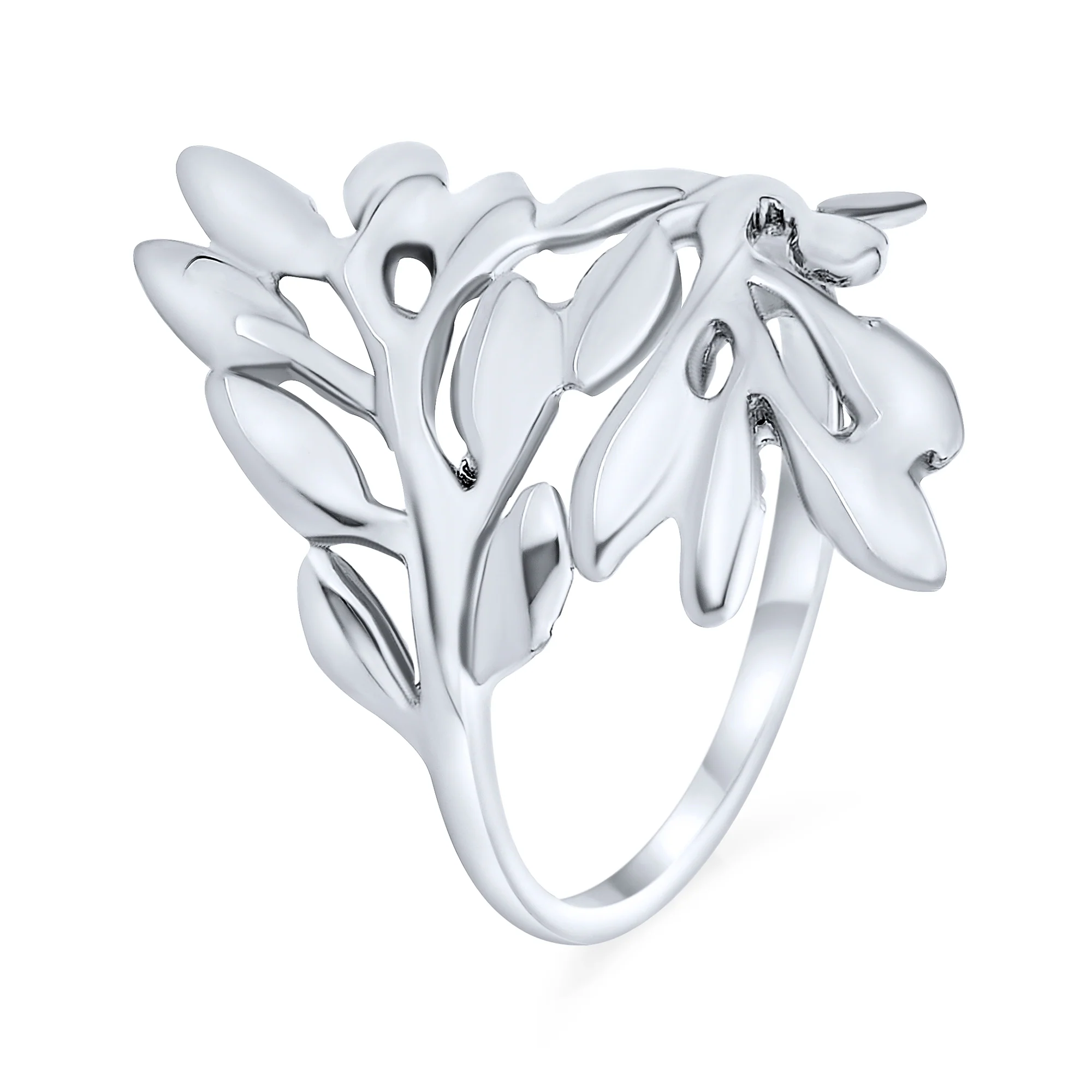Nature-Inspired Ivy Laurel Vine Leaf Bypass Sterling Silver Ring - Image 2