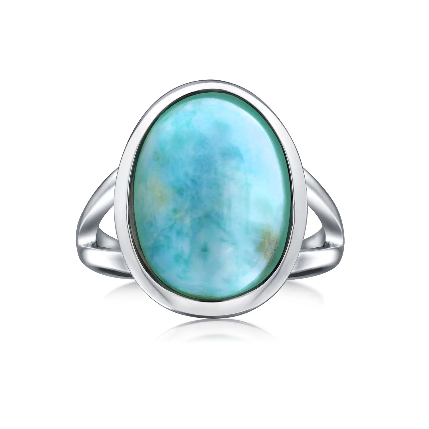 Oval Cabochon Moonstone Silver Ring with Split Shank Boho Statement Design - Image 6