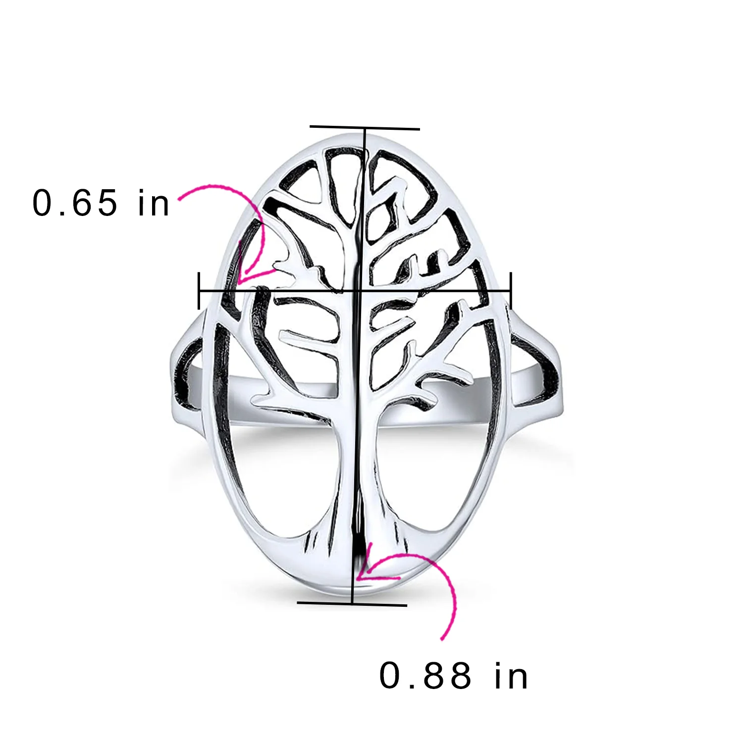 Silver Ring: Open Oval Family Tree of Life Statement for Wife Sterling - Image 3