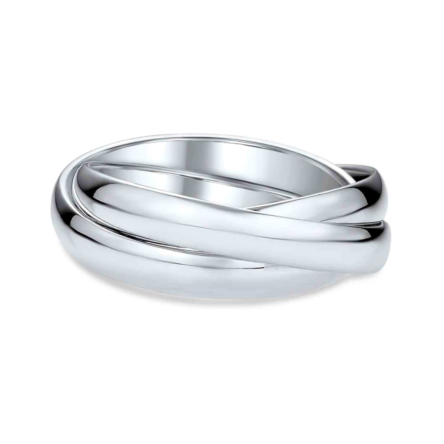 Simple Dome Russian Triple Rolling Wedding Band .925 Sterling Silver