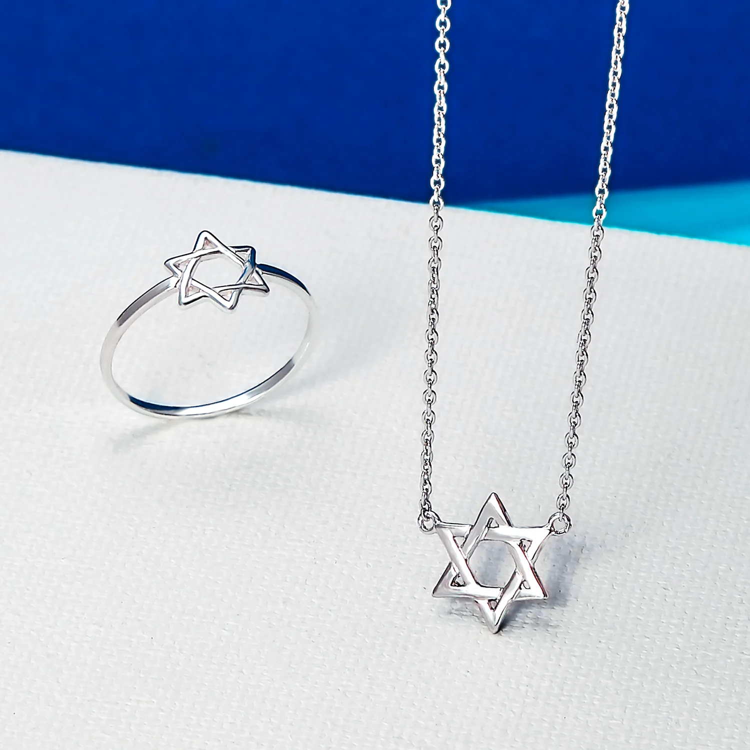 Minimalist Silver Ring with Star of David Judaic Knuckle Band Sterling - Image 4