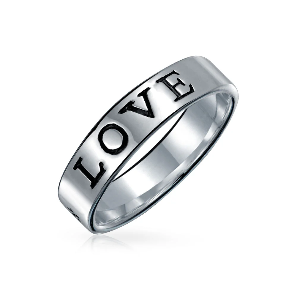 Sentimental Word Engraved LOVE WAITS Purity Ring Band Sterling Silver - Image 2