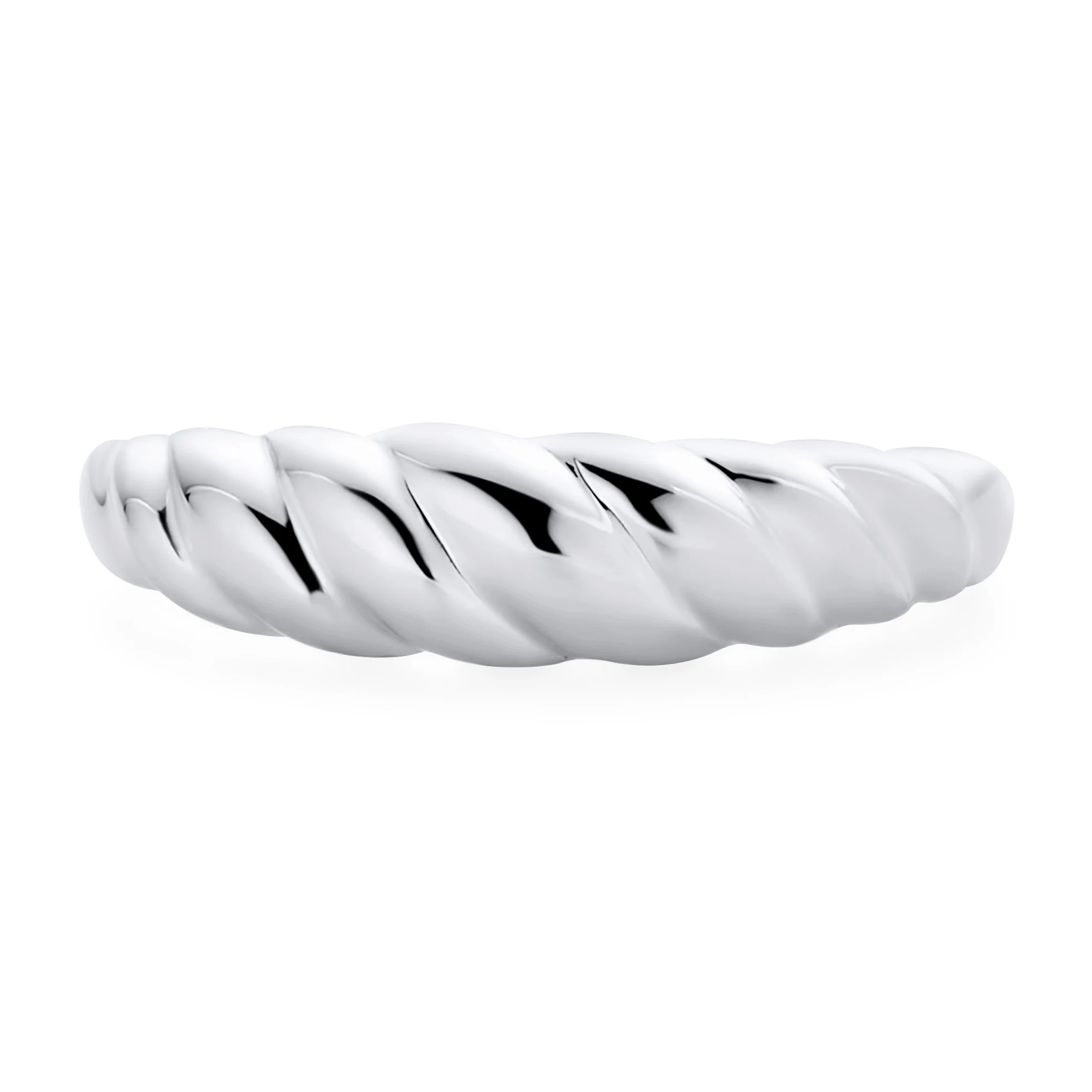 Twisted Rope Cable Silver Ring Braided Dome Croissant Design Sterling Silver - Image 2