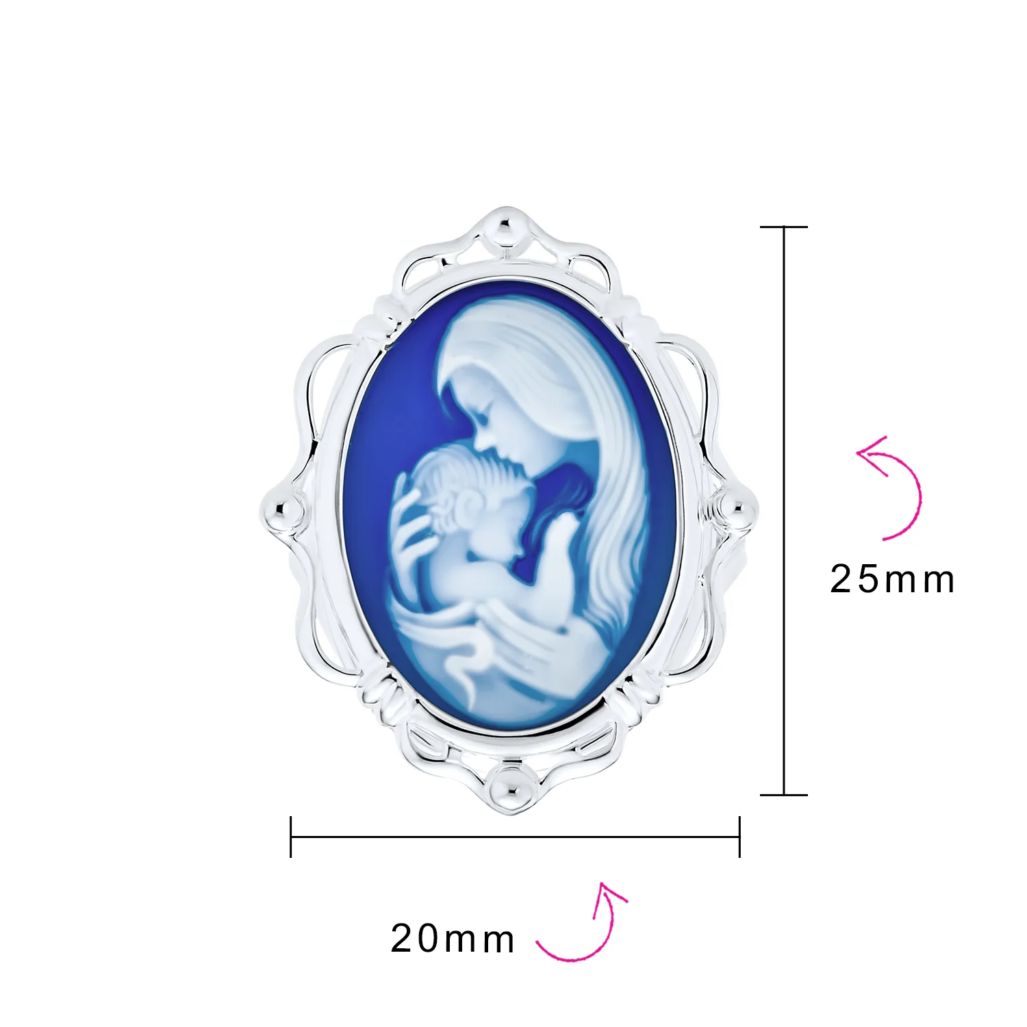 Classic Vintage Style Blue White Cameo Silver Ring for Mom - Victorian Lady Design - Image 4