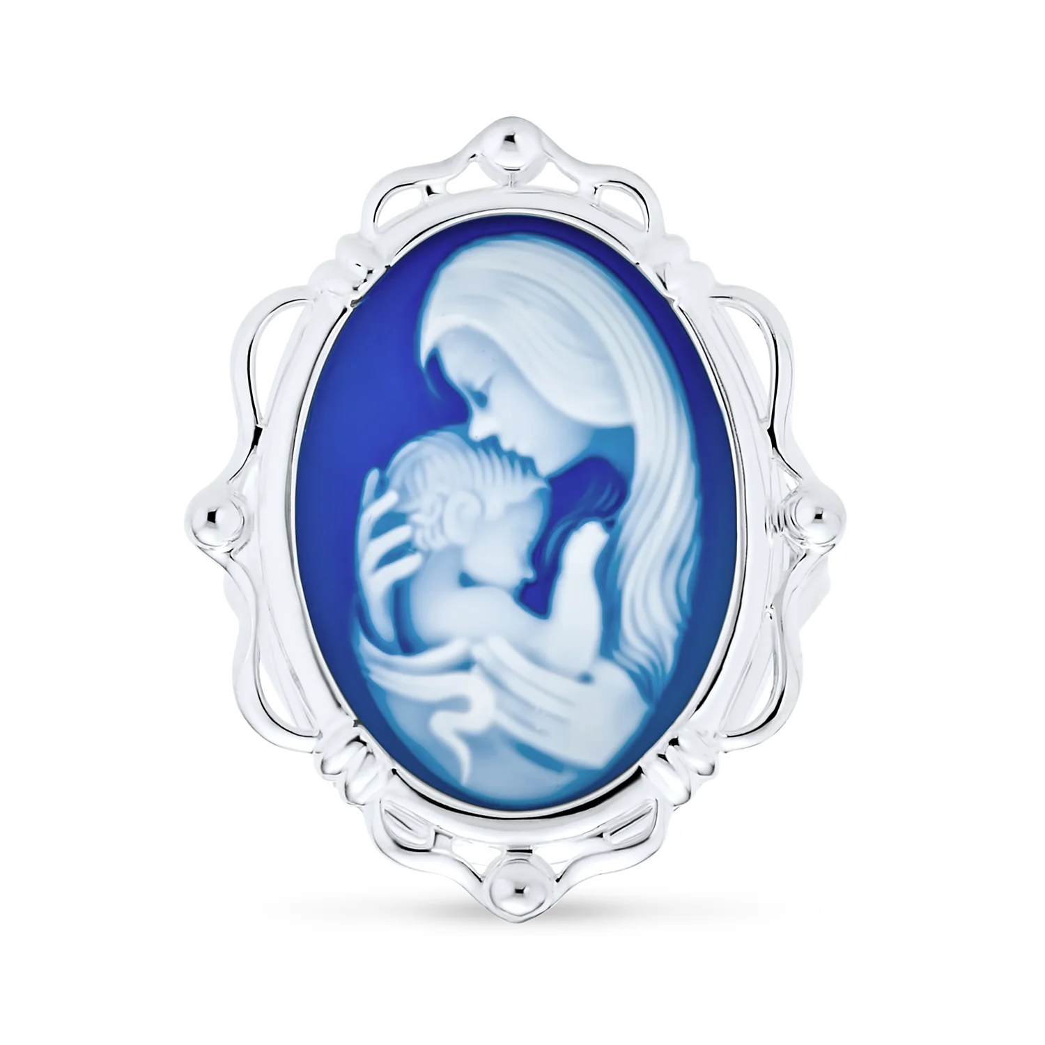 Classic Vintage Style Blue White Cameo Silver Ring for Mom - Victorian Lady Design - Image 7