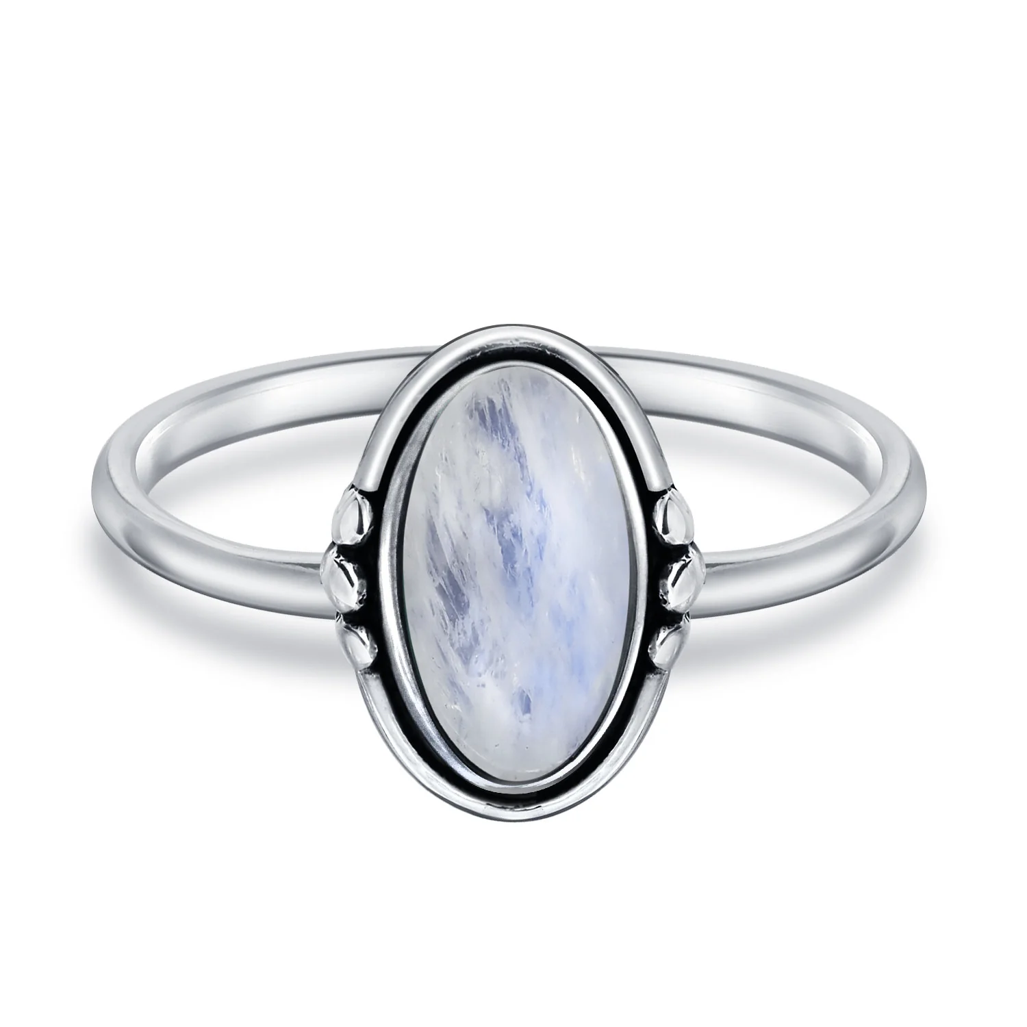 Western Boho Silver Ring with Oval Cabochon Gemstone and Thin Band - Image 11