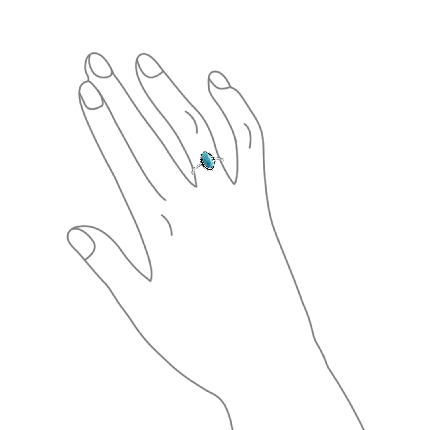 Western Boho Silver Ring with Oval Cabochon Gemstone and Thin Band - Image 7