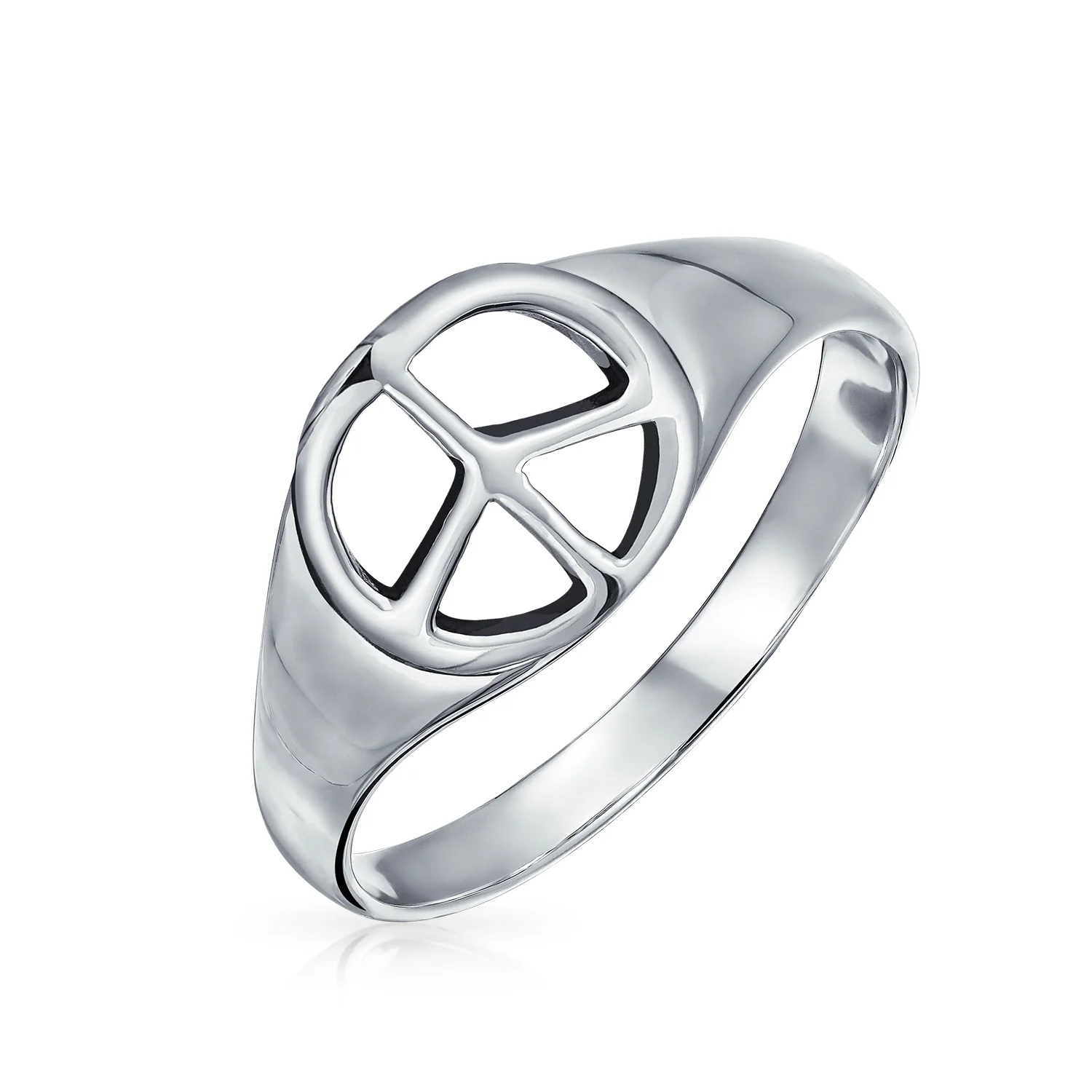 Sterling Silver Ring with World Peace Signet for Men