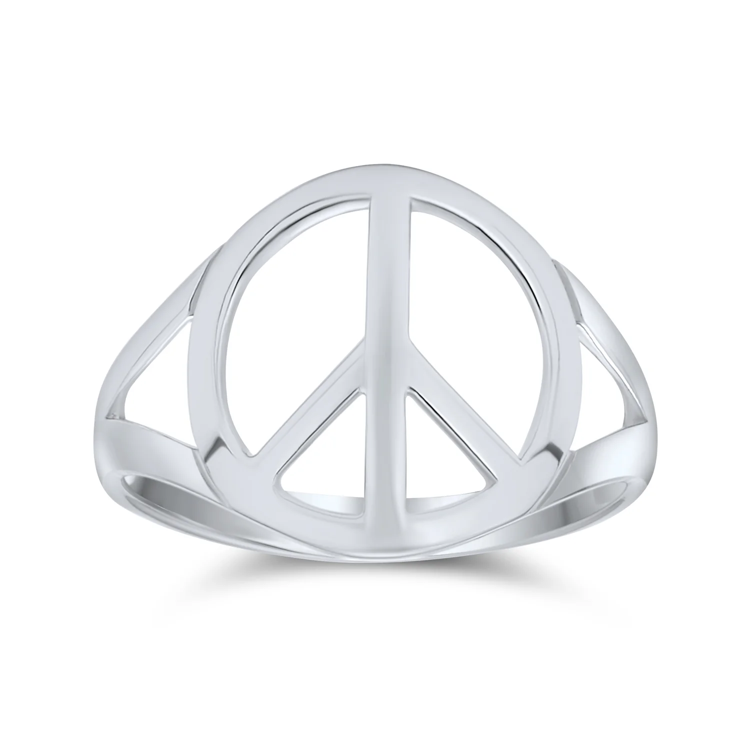 Open Symbol World Peace Silver Ring Sterling Split Shank Band - Image 3