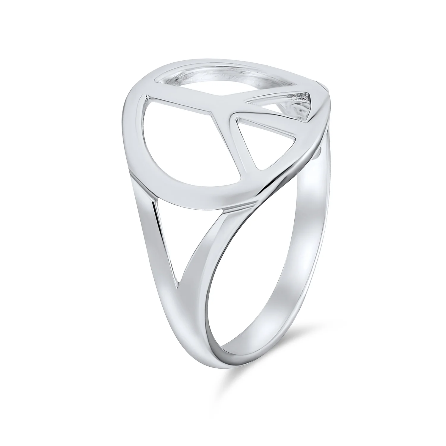 Open Symbol World Peace Silver Ring Sterling Split Shank Band - Image 8