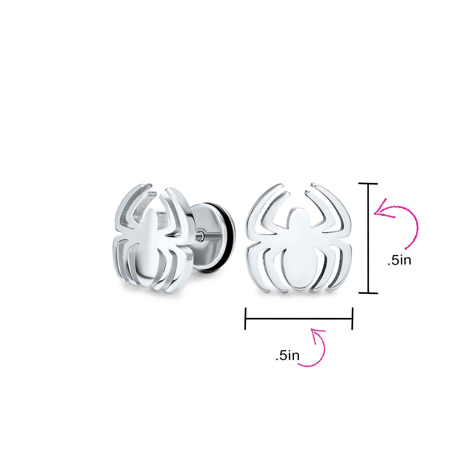 Black Widow Spider Stud Piercing Earrings Illusion Plug Stainless Steel Stud Earrings Screwback - Image 8