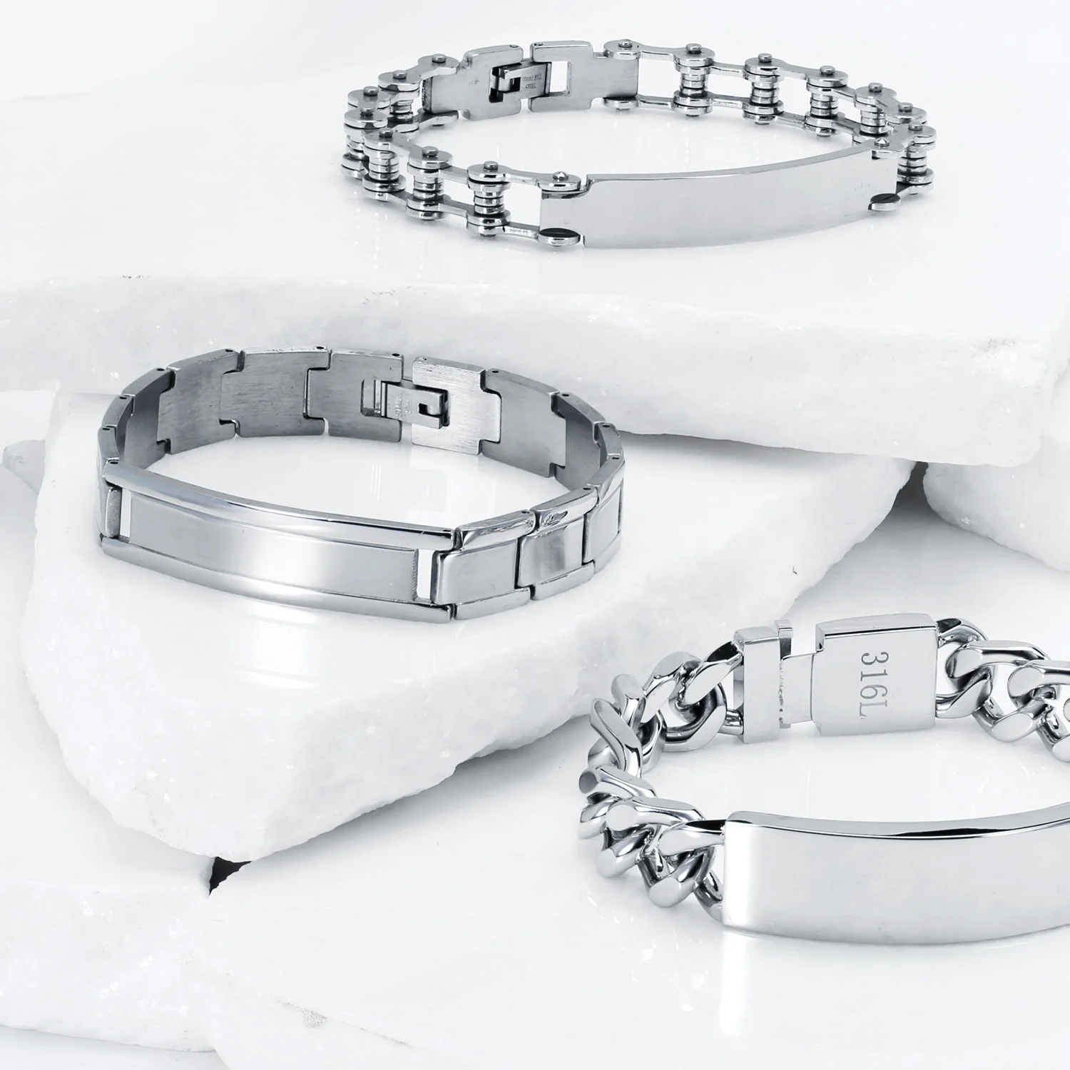 Silver Tone Stainless Steel ID Bracelet for Men with Name Tag 8 Inch Watchband - Image 6